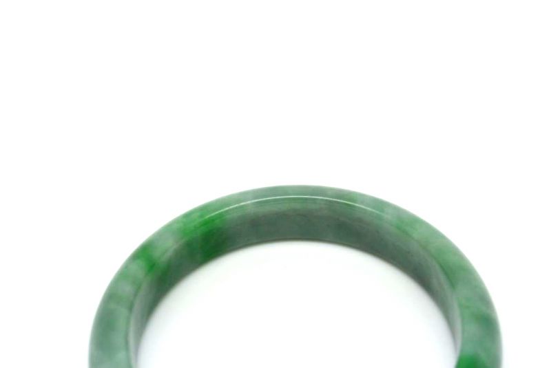 Jade Bracelet Bangle Class A Green Apple and White 3