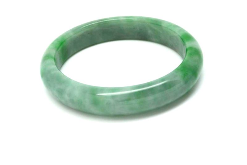 Jade Bracelet Bangle Class A Green Apple and White 4