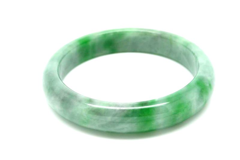 Jade Bracelet Bangle Class A Green Apple and White 5
