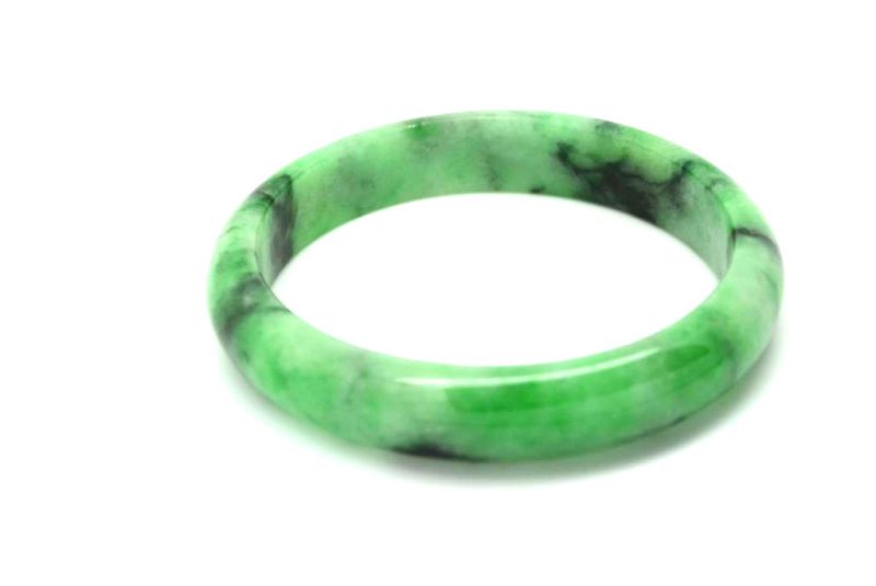 Jade Bracelet Bangle Class A Green spotted 6 25cm 3