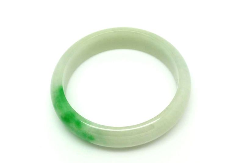 Jade Bracelet Bangle Class A White and Green 5 7cm 1