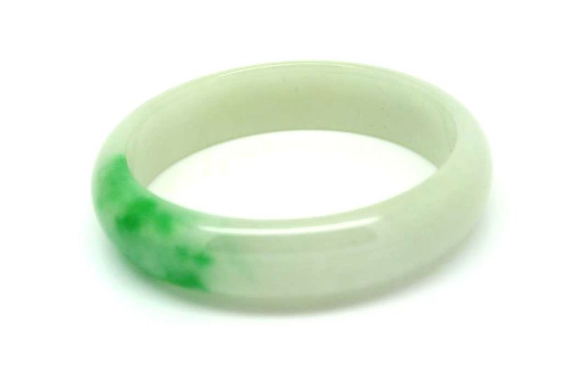 Jade Bracelet Bangle Class A White and Green 5 7cm 2