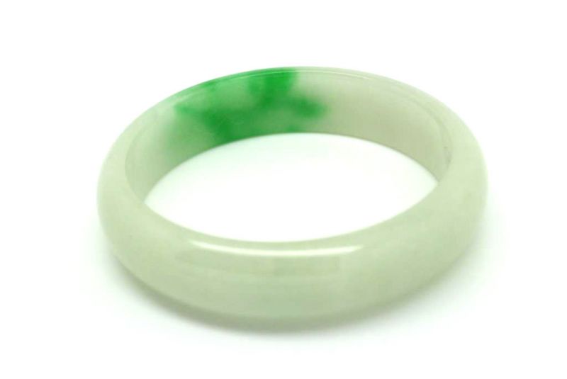 Jade Bracelet Bangle Class A White and Green 5 7cm 3