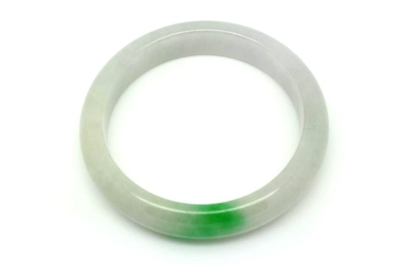 Jade Bracelet Bangle Class A White and Green 5 7cm 1