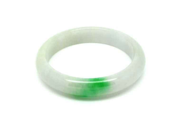 Jade Bracelet Bangle Class A White and Green 5 7cm 2
