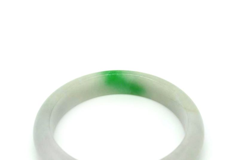 Jade Bracelet Bangle Class A White and Green 5 7cm 3