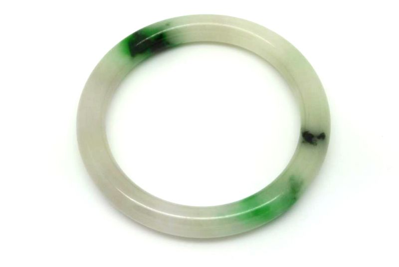 Jade Bracelet Bangle Class A White and Green 5 7cm 1