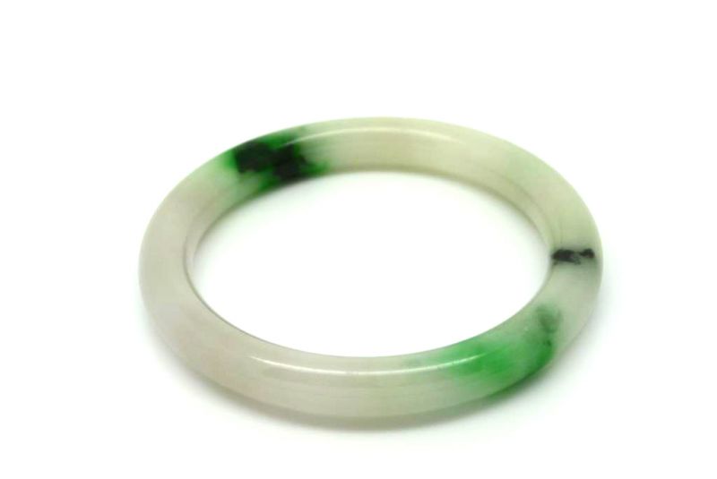 Jade Bracelet Bangle Class A White and Green 5 7cm 2