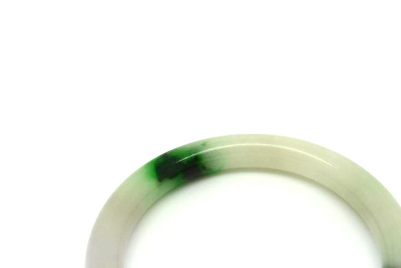 Jade Bracelet Bangle Class A White and Green 5 7cm 3