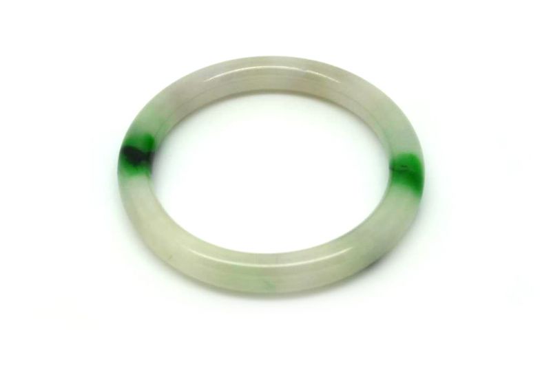 Jade Bracelet Bangle Class A White and Green 5 7cm 5