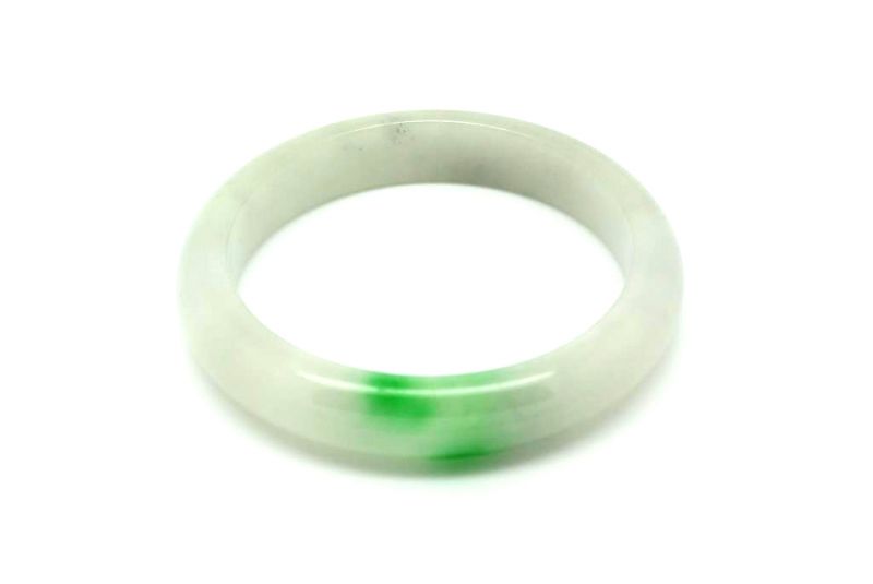Jade Bracelet Bangle Class A White and Green 5 85cm 2