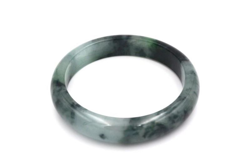 Jade Bracelet Bangle Class A White and Green spotted 1