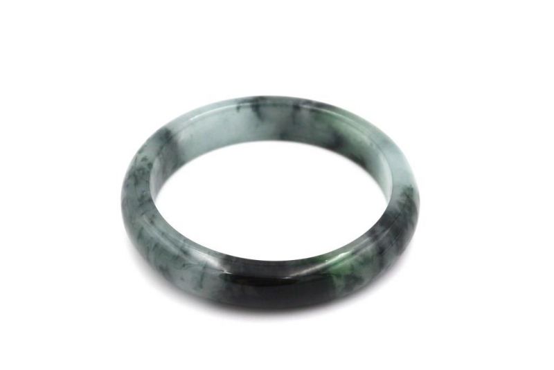 Jade Bracelet Bangle Class A White and Green spotted 2