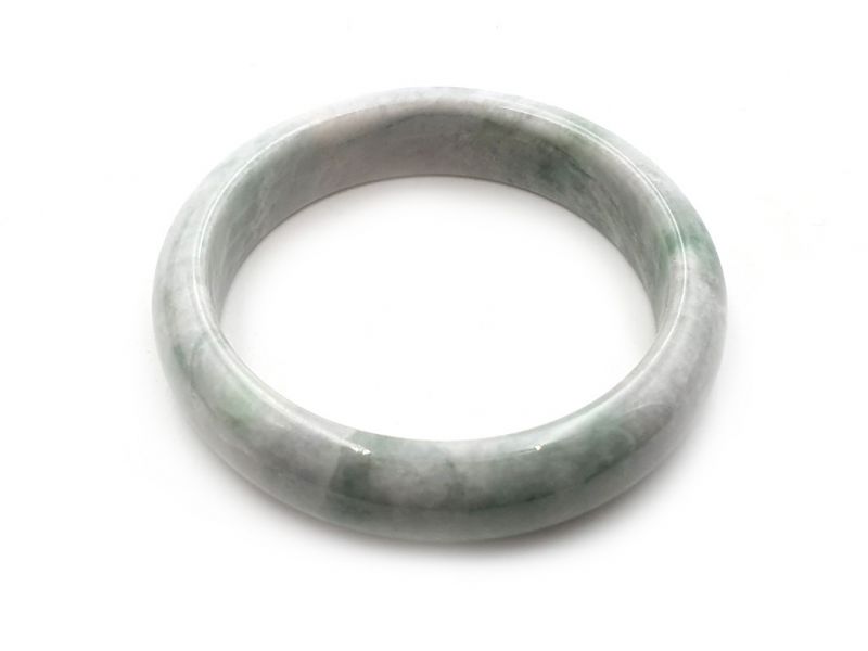 Jade Bracelet Bangle Class A White and spotted green 1