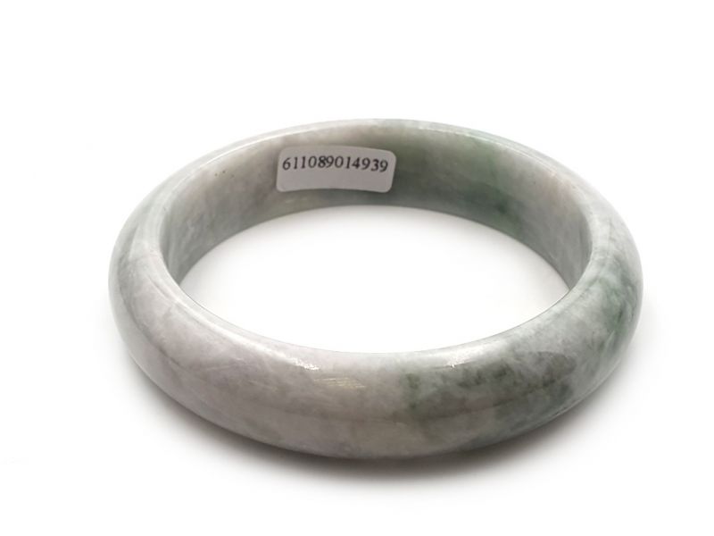 Jade Bracelet Bangle Class A White and spotted green 3