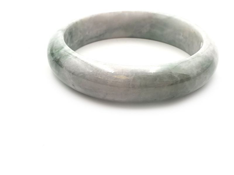 Jade Bracelet Bangle Class A White and spotted green 4