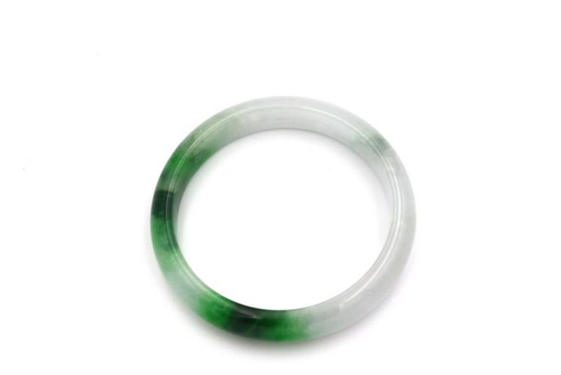 Jade Bracelet Bangle Class A White green spot 2