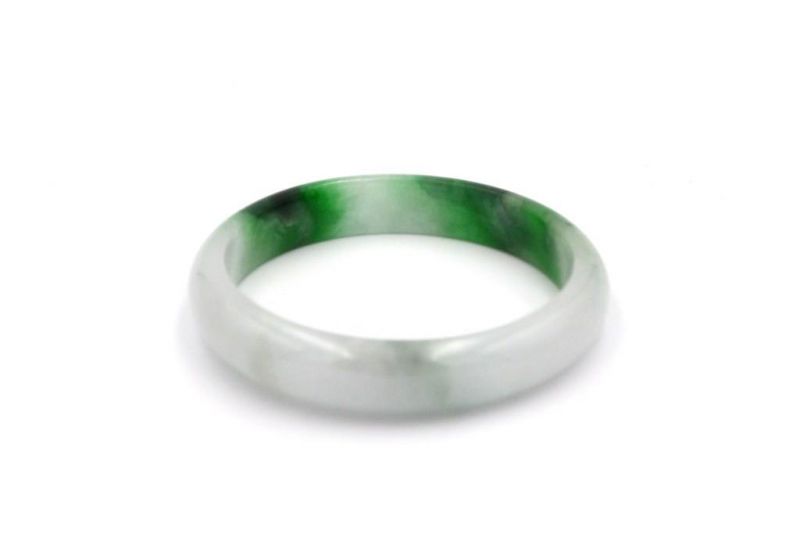 Jade Bracelet Bangle Class A White green spot 3