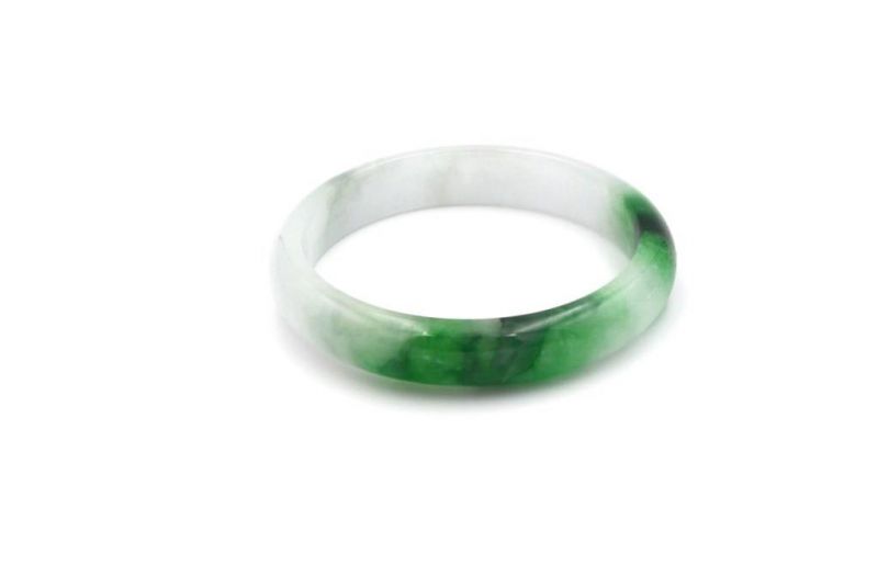Jade Bracelet Bangle Class A White green spot 4