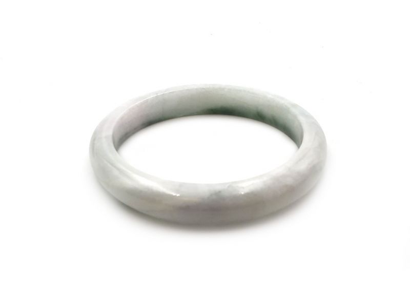 Jade Bracelet Bangle Class A White with green highlights 2
