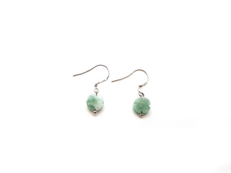 Jade Earrings Flower - Light Green 2