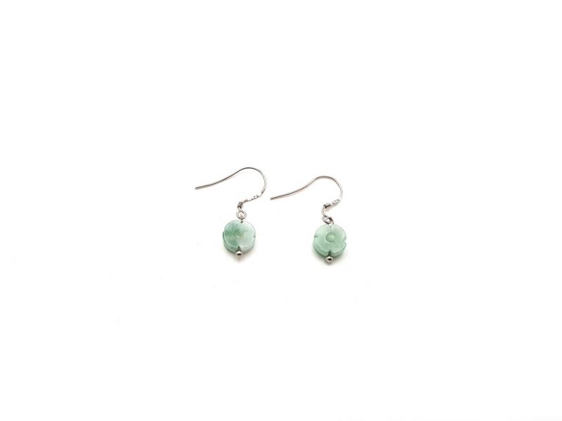 Jade Earrings Flower - Light Green 3