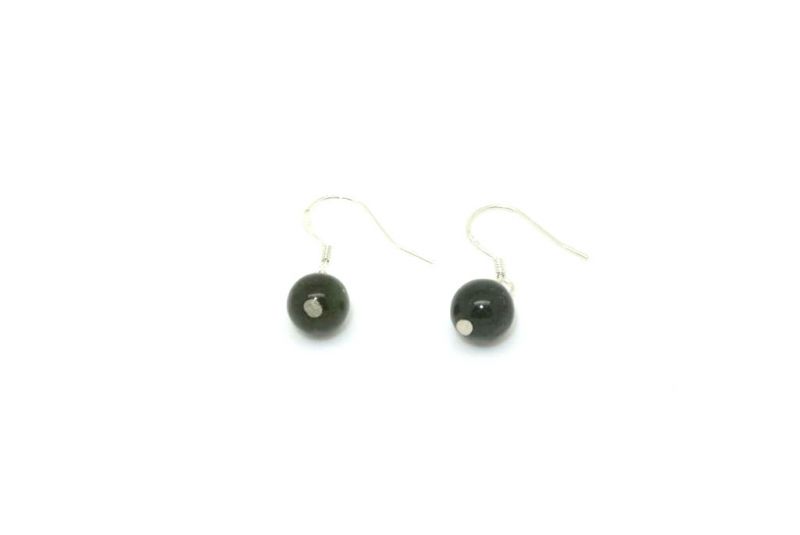 Jade Earrings Green Ball 4