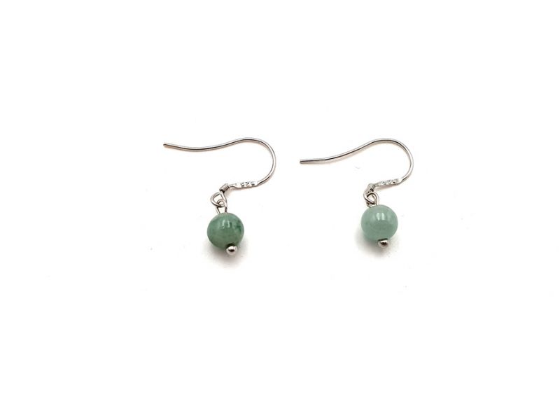 Jade Earrings Green Bead - 0,6 cm 1