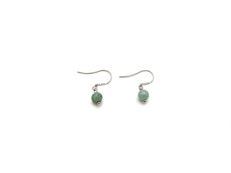 Jade Earrings Green Bead - 0,6 cm 2