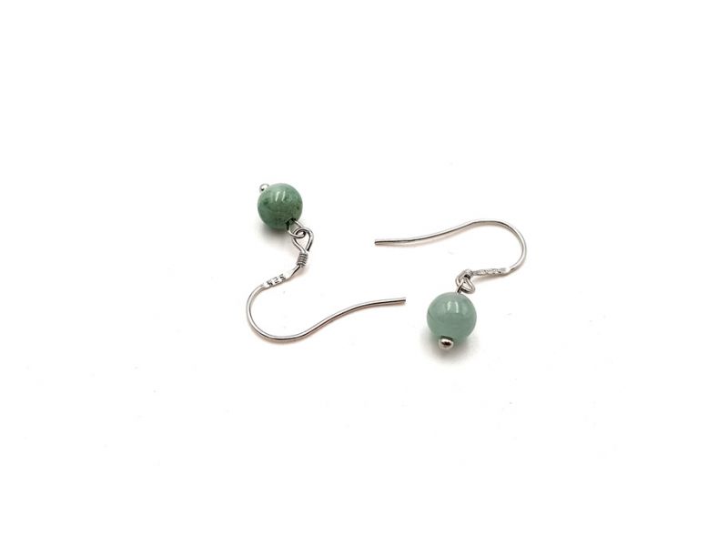 Jade Earrings Green Bead - 0,6 cm 3