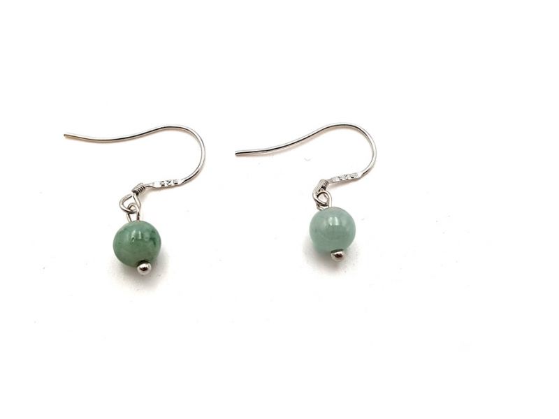 Jade Earrings Green Bead - 0,6 cm 4
