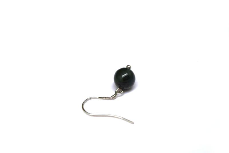 Jade Earrings - Green round bead 0.75cm 3