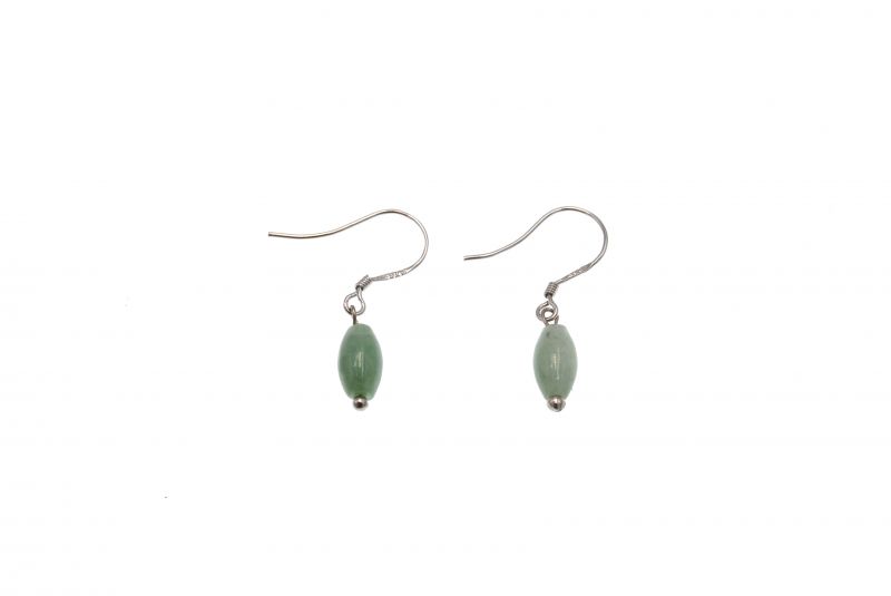 Jade Earrings - Oval bead Light Green 1