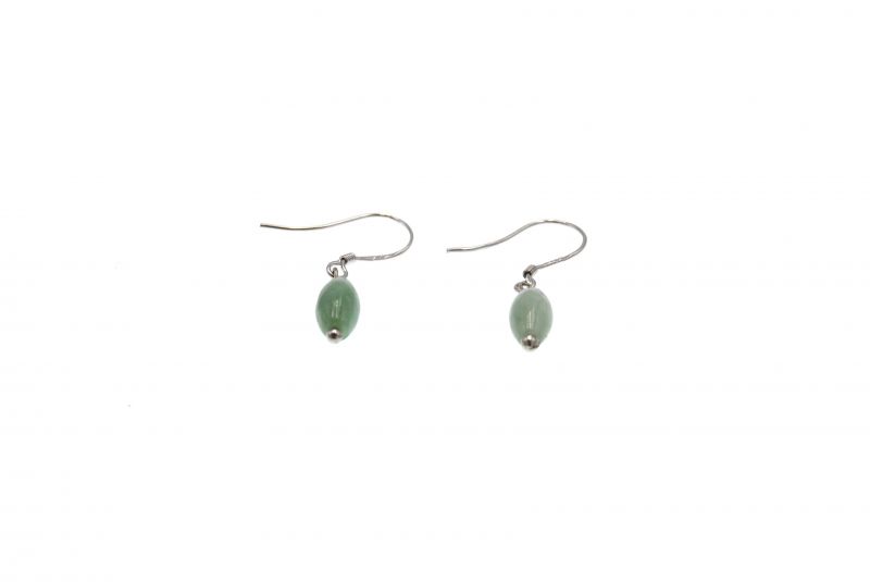 Jade Earrings - Oval bead Light Green 2