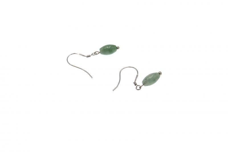 Jade Earrings - Oval bead Light Green 3