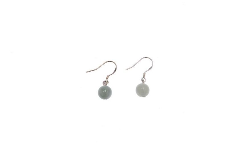 Jade Earrings White ball 2