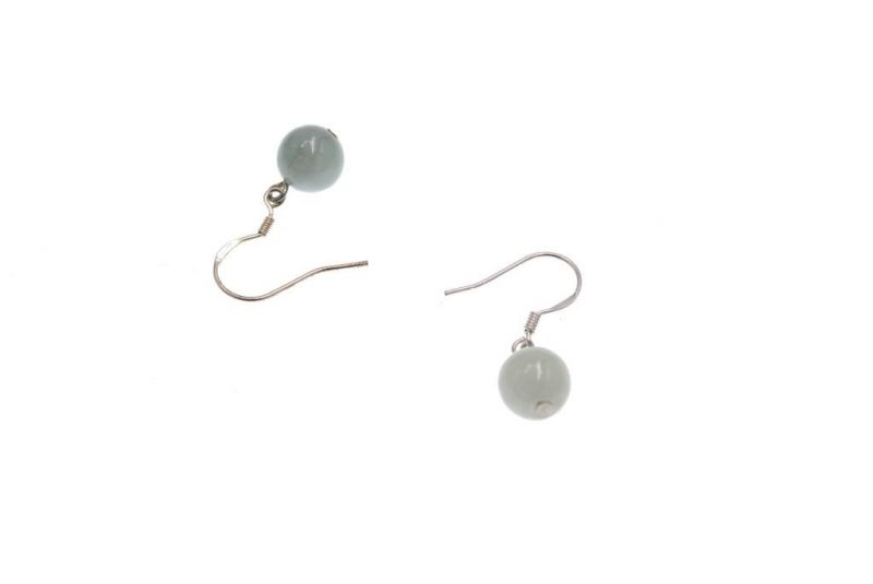 Jade Earrings White ball 3