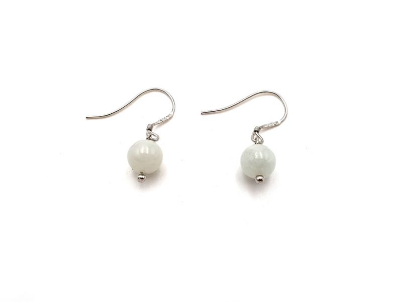 Jade Earrings - White Bead - 0.7 cm 3