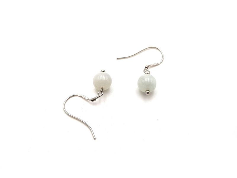 Jade Earrings - White Bead - 0.7 cm 4