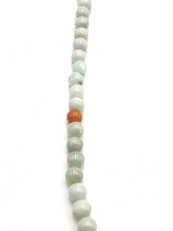 Jade Halskette - 6mm Jade Perlen - Grün / orange 2