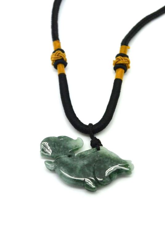Jade Halskette Grosse Fische Grün 2