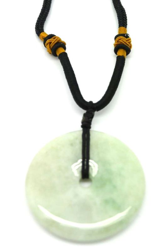 Jade Necklace White Bi Disc with green reflection 1
