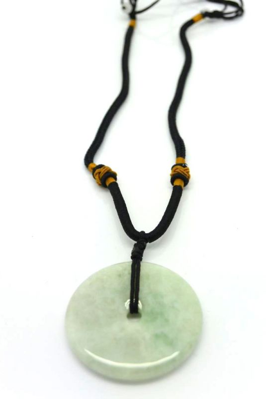 Jade Necklace White Bi Disc with green reflection 3