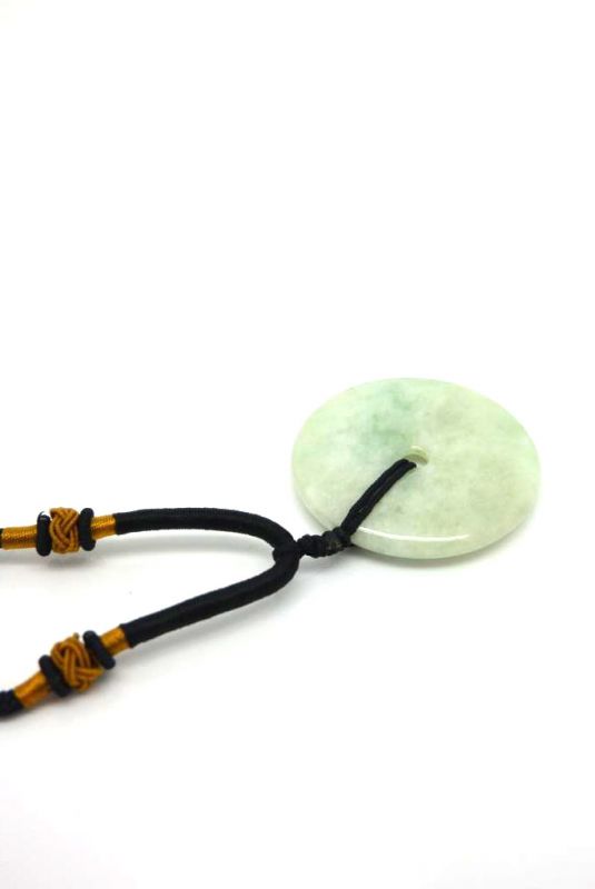 Jade Necklace White Bi Disc with green reflection 5