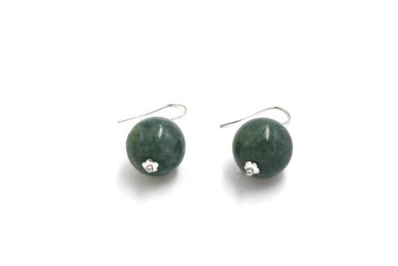 Jade Ohrringe 1,5cm - Dunkelgrün 2
