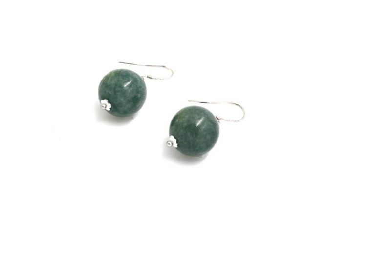 Jade Ohrringe 1,5cm - Dunkelgrün 3