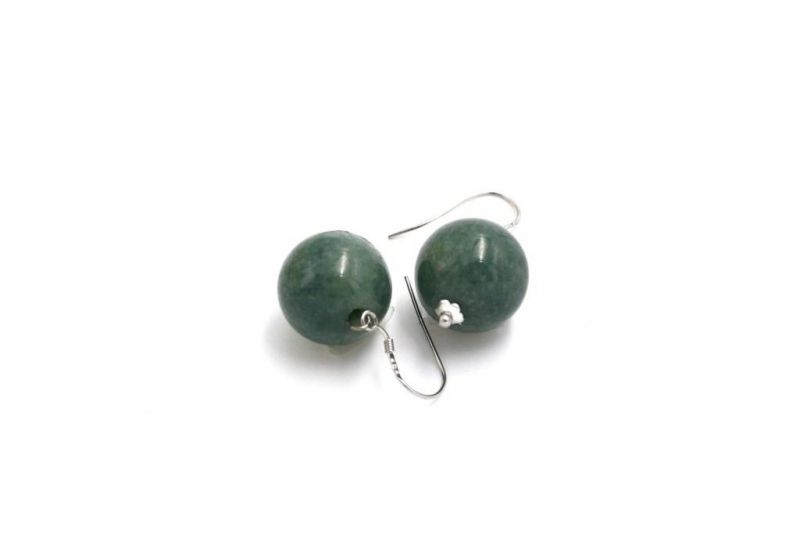 Jade Ohrringe 1,5cm - Dunkelgrün 4