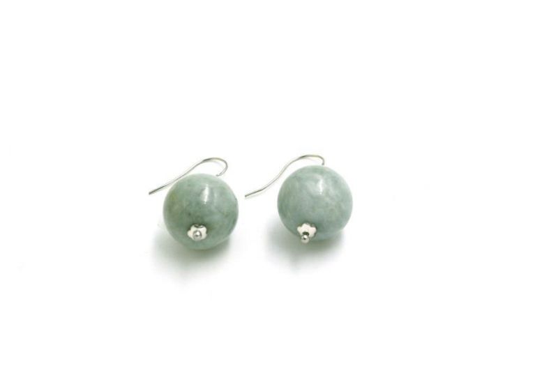 Jade Ohrringe 1,6cm - Hellgrün 2