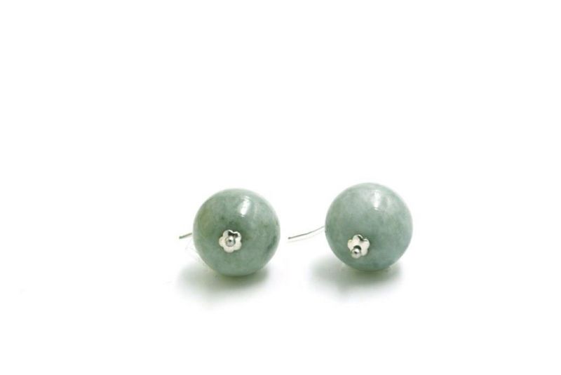 Jade Ohrringe 1,6cm - Hellgrün 3