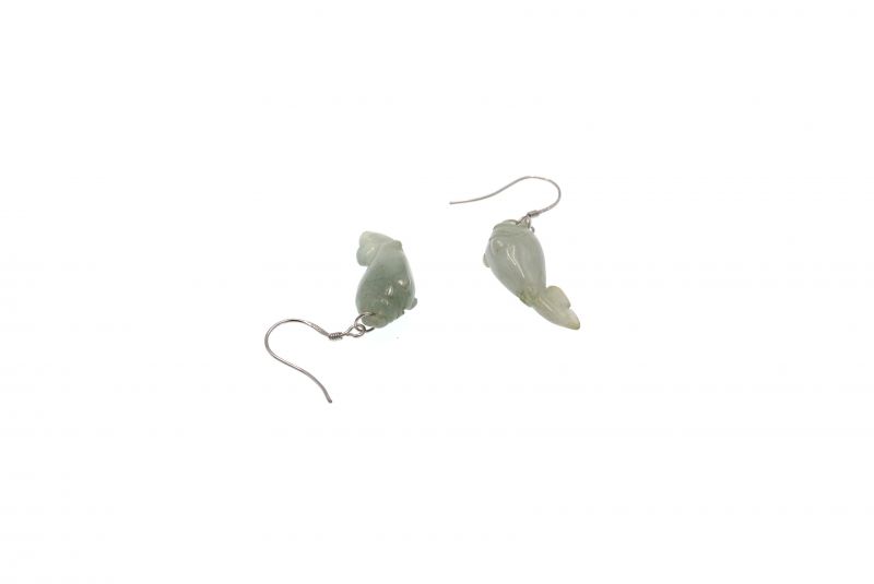 Jade Ohrringe - Fisch - Hellgrün Transparent 3